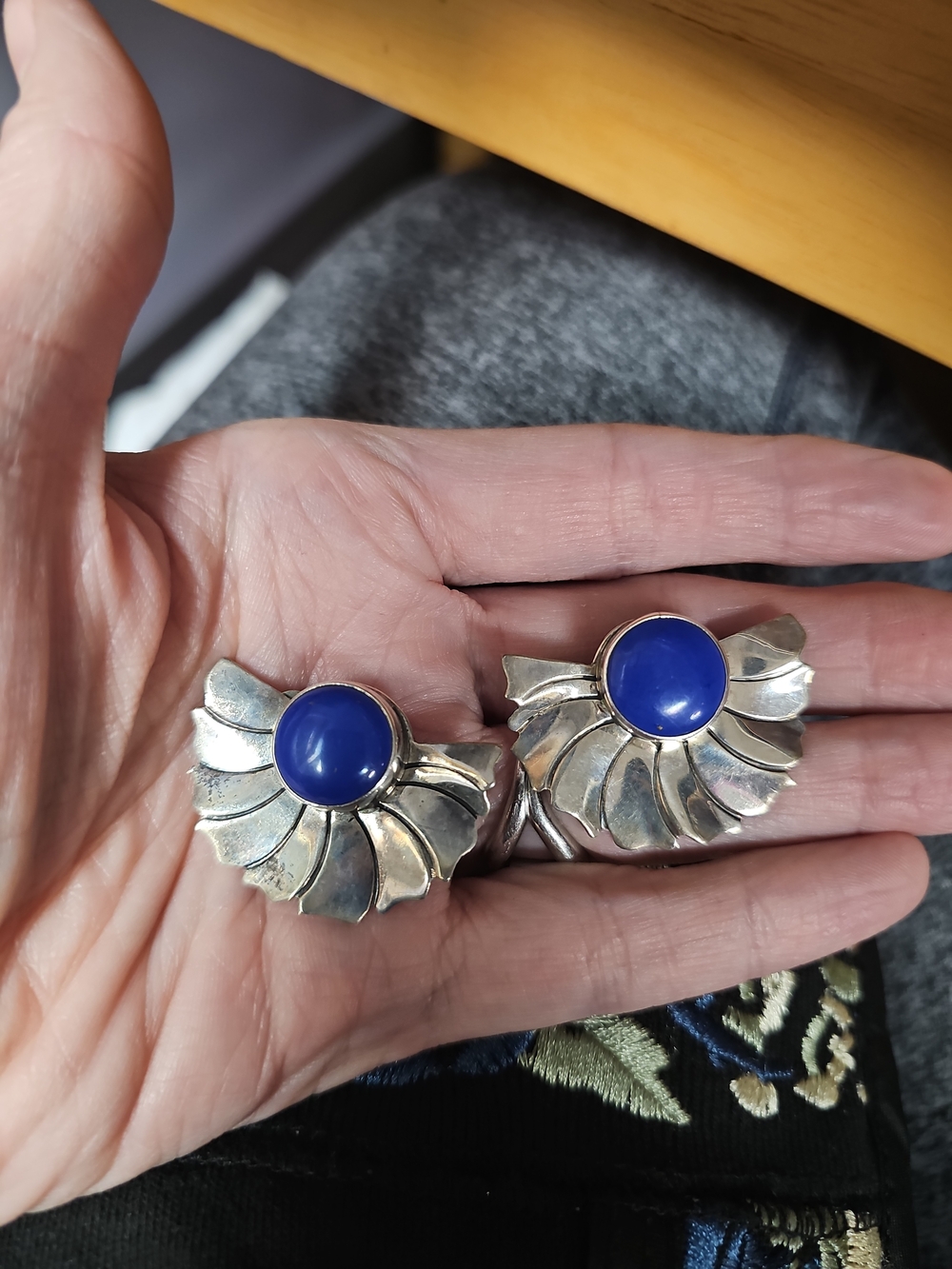 Sterling Lapis Clip-on